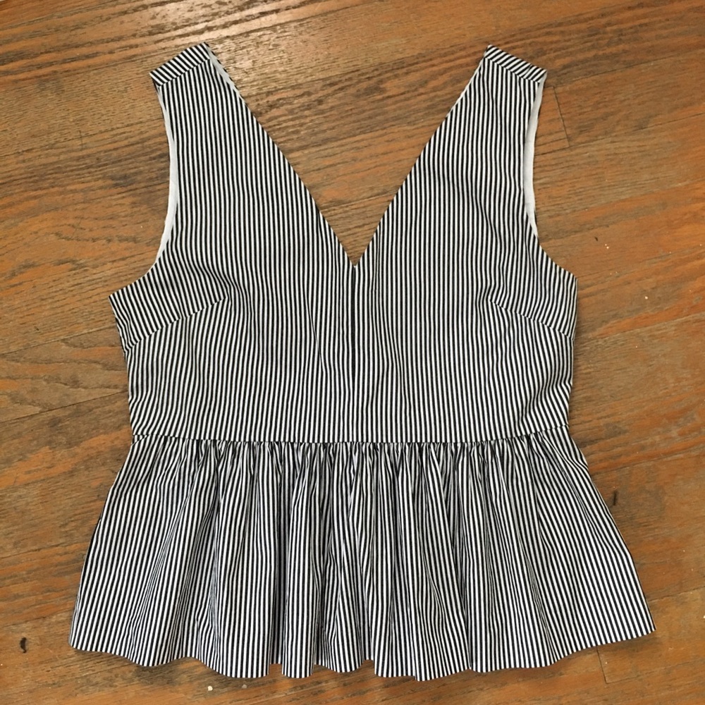 JCrew Striped Peplum Top